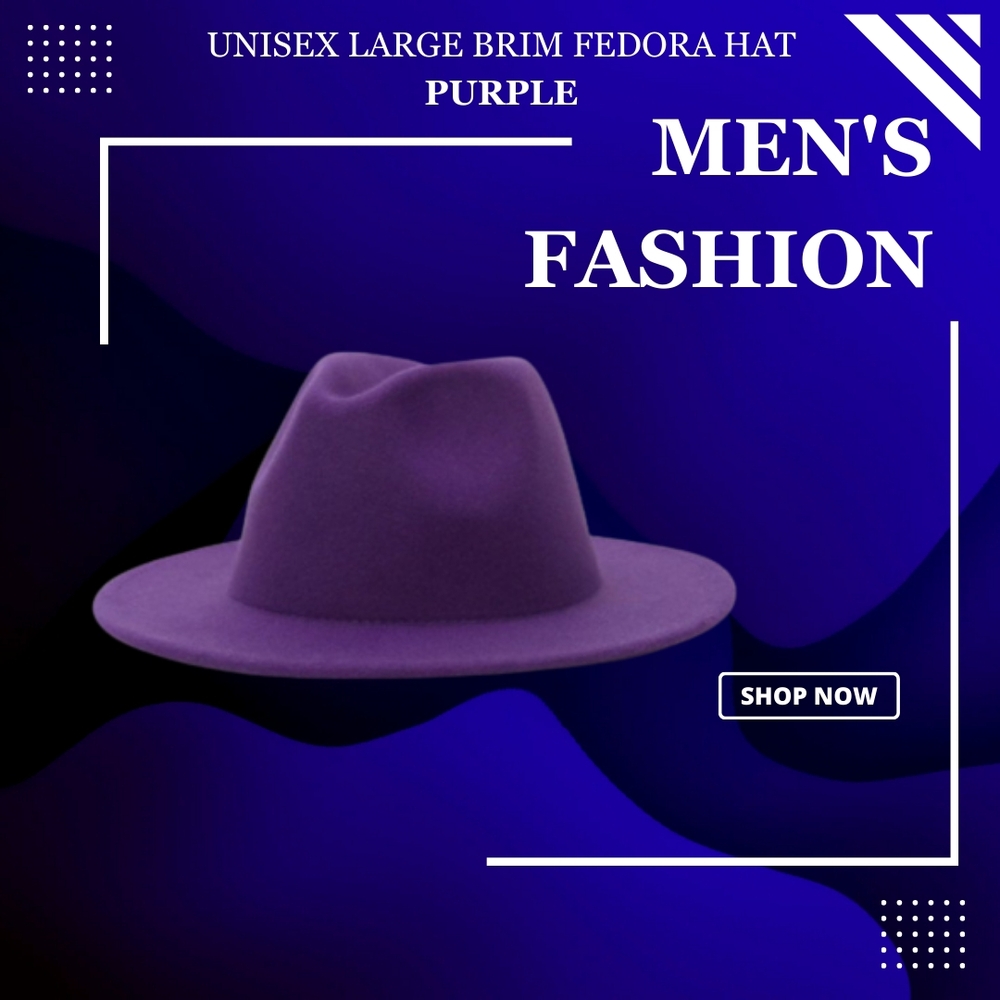 UNISEX LARGE BRIM  Purple Fedora Hat